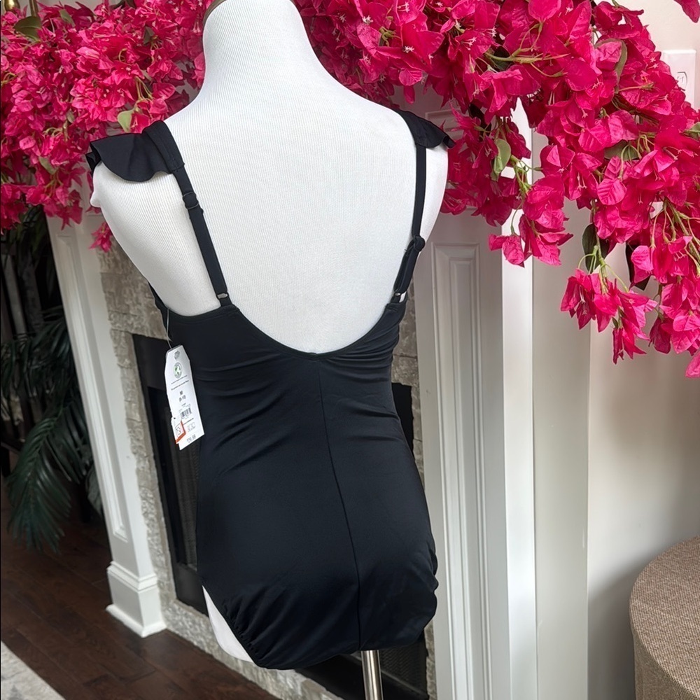 Time and Tru Black Women's One Piece Swimsuit - Size Medium - Picture 3 of 4